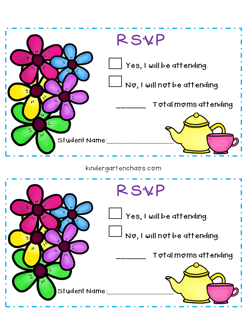 Mother s Day Tea Party Invites RSVP Cards