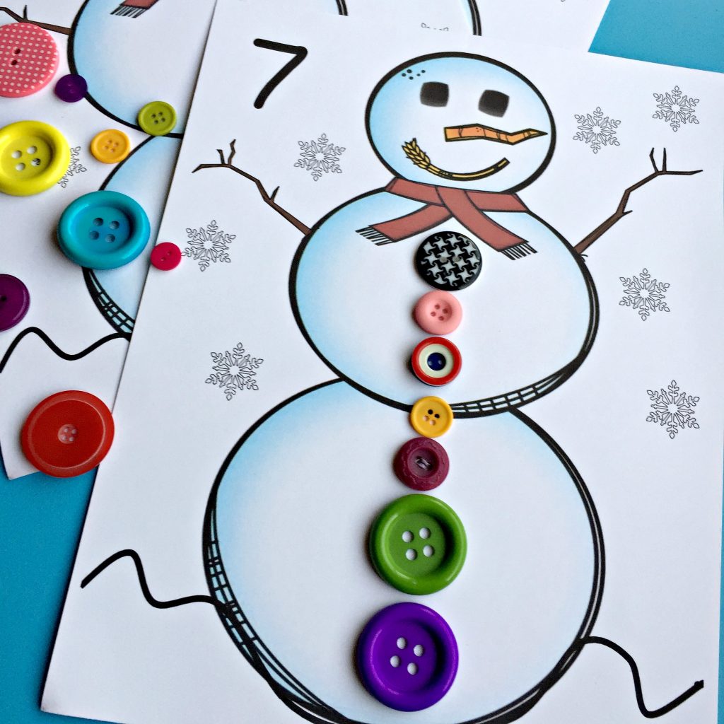 Snowman count and match. A free printable for kindergarten. #snowman #counting #freeprintable #kindergarten