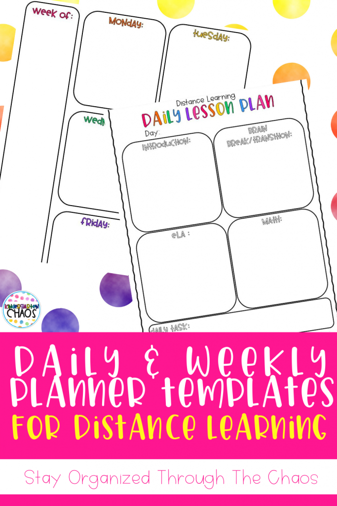 Daily and Weekly Planner Templates For Distance Learning #distancelearning #schoolclosure #teachfromhome