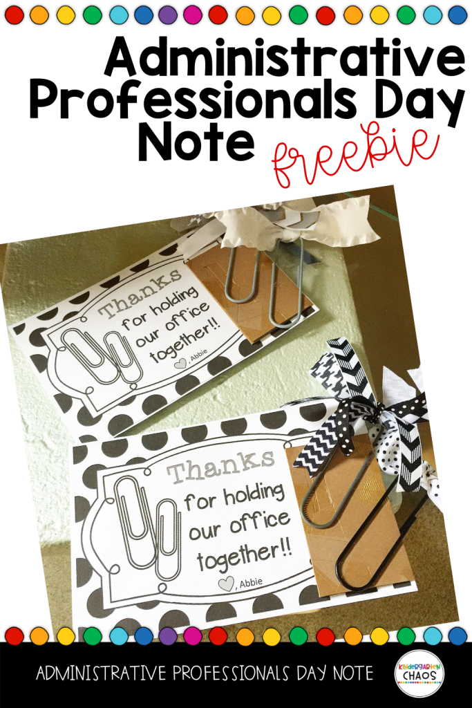 Administrative Professionals Day Note FREEBIE!