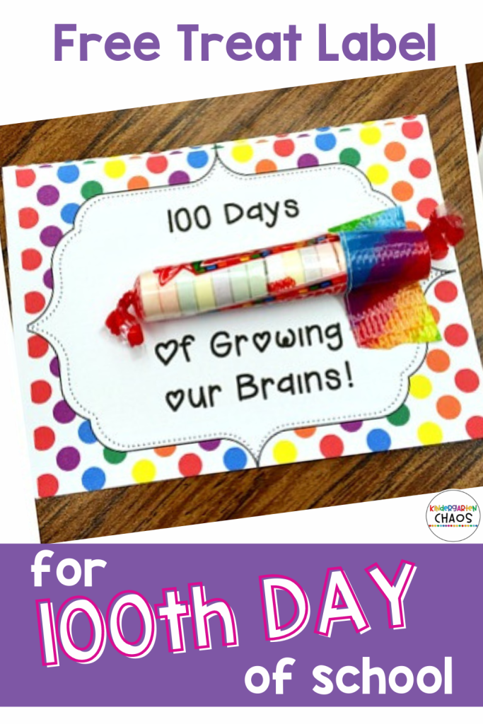 Free Treat Label For 100th Day Of School!