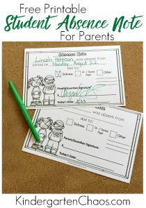 Free Printable Student Absent Note For Parents