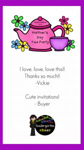 Mother's Day Tea Party Editable Invitations and RSVP Cards for a classroom Mother's Day celebration.