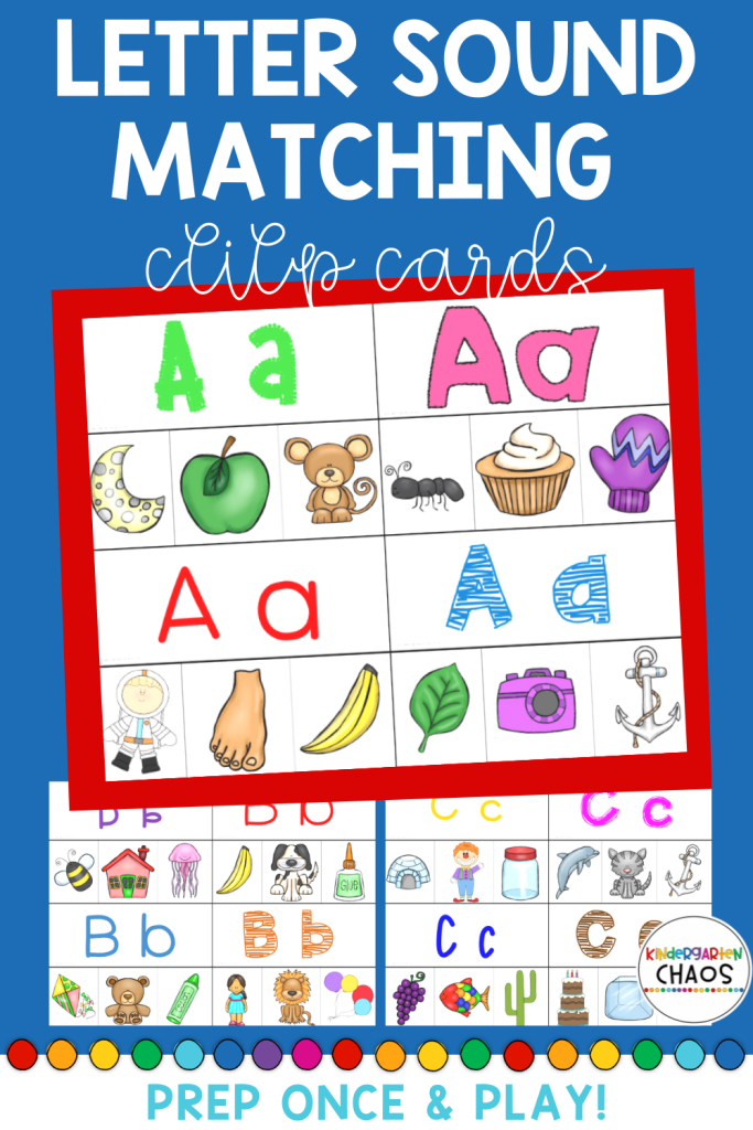 Letter Sound Matching Clip Cards for Kindergarteners! This activity is prep once use forever type and is perfect in a word work station! 