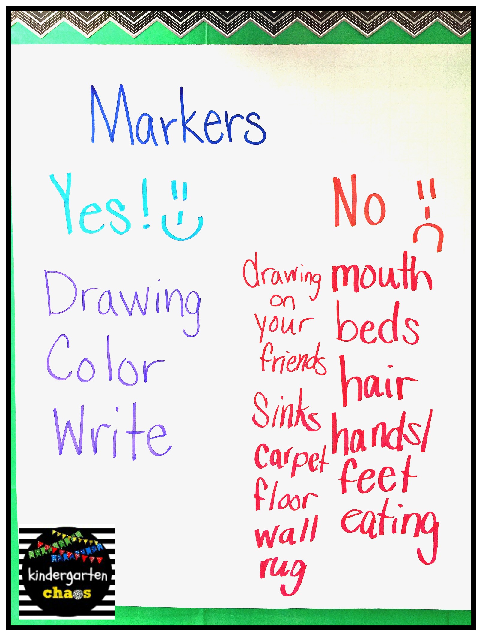 Marker Anchor Chart -  - Kindergarten Chaos