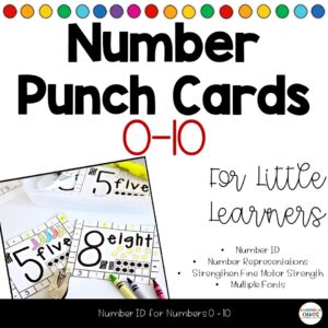 Number Punch Cards 0-10 Number Identification Fine Motor Practice