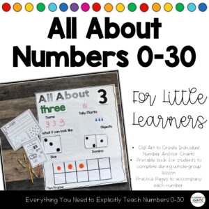 All About Numbers 0-30 for Little Learners - Anchor Charts Books Worksheets