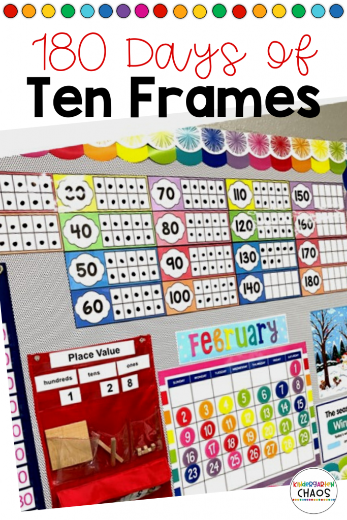 180 Days Of Ten Frames. These make a fabulous Kindergarten classroom decor or an addition to helping students learn math skills. #tenframes #kindergartenclassroom #handsonlearning