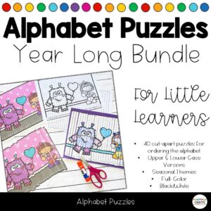Alphabet Puzzles for Letter ID and Upper and Lower Case Year Long Bundle