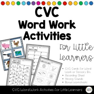 CVC Word Work Activities for Sensory Bin or Literacy Station Centers