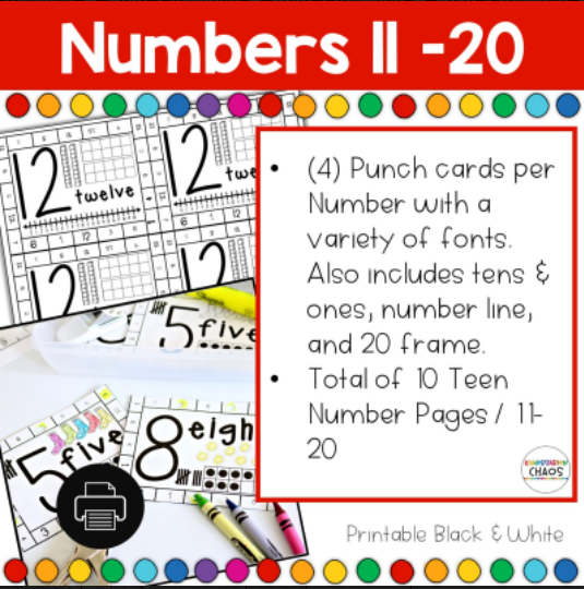 Punch Cards BUNDLE for Letter ID & Number ID