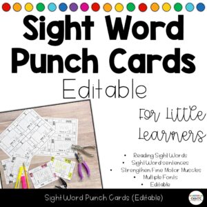 Sight Word Punch Cards | High Frequency Word Fine Motor Activity EDITABLE