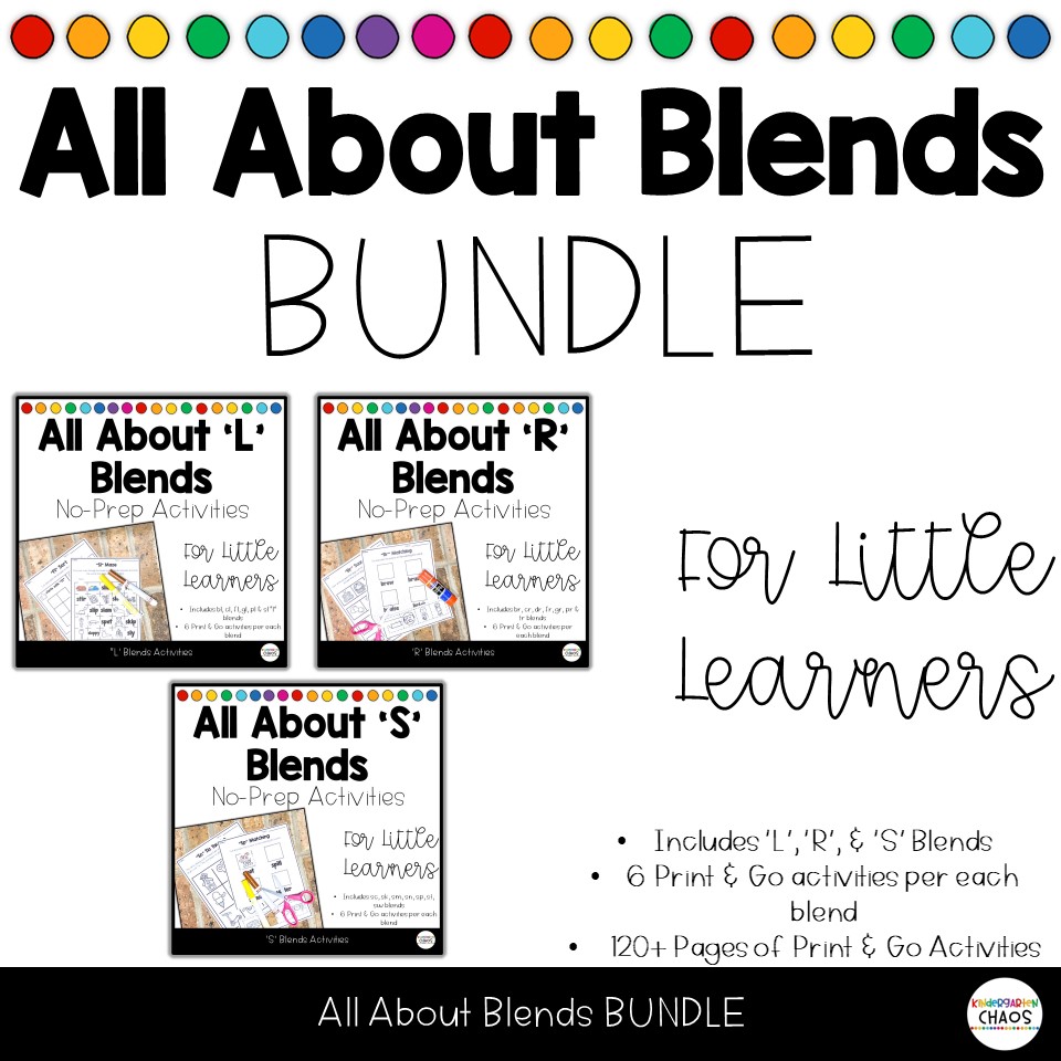 All About Blends Bundle. This inlcudes R, L and S blends with no prep activities that can be used individually or in small groups daily.