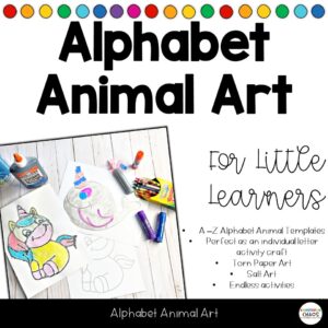 Alphabet Animal Art Activities | Fine Motor Torn Paper | Paint, Color