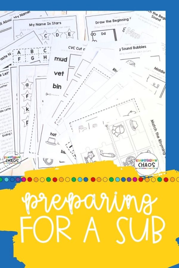 Substitute Teacher Activities For Kindergarten - Kindergarten Chaos