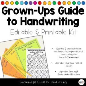 Guide to Handwriting for Parents Grown Ups EDITABLE for Kindergarten
