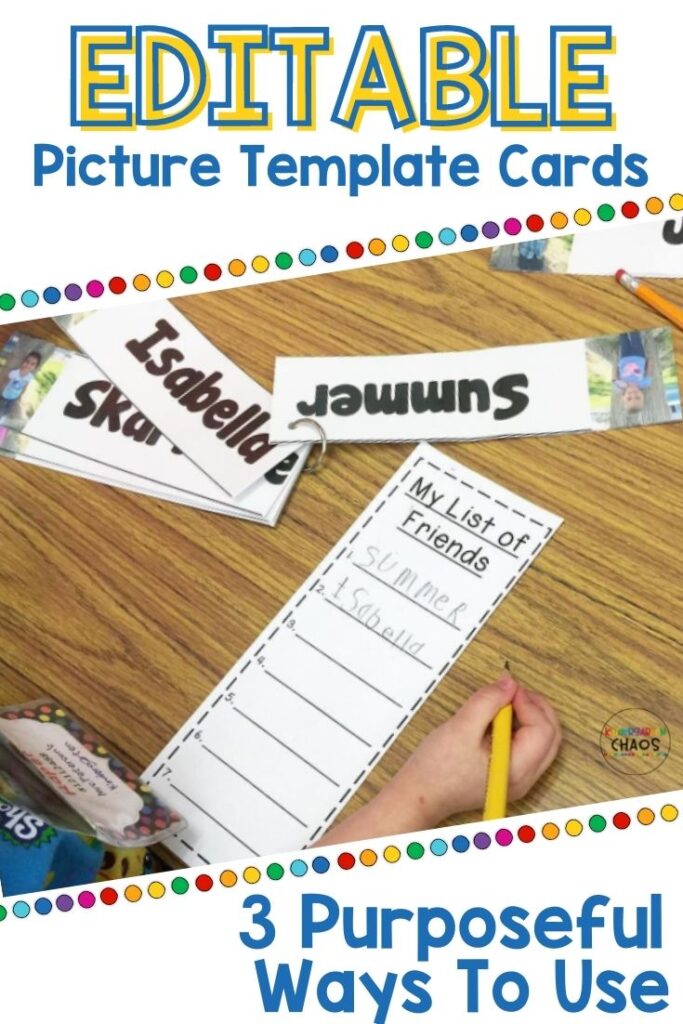 Free & Editable Picture Template Cards and 3 Purposeful Ways To Use Them In Your Kindergarten Classroom. 