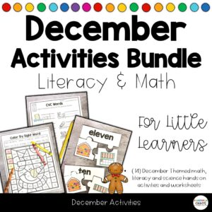 December Winter Gingerbread Literacy Math Activities - Worksheets Centers