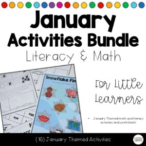 January Winter New Years Literacy Math Activities - Worksheets Centers
