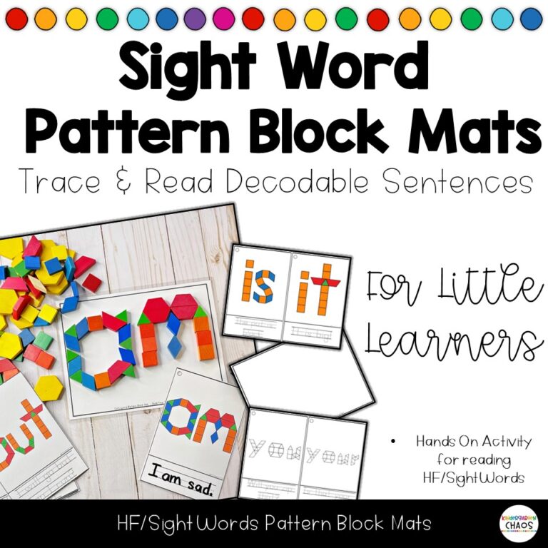 Sight Word Pattern Block Mats - Kindergarten Chaos
