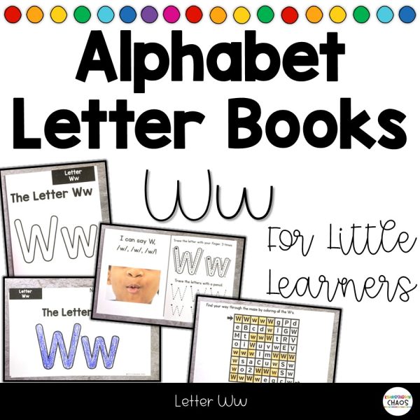Alphabet Books- Letter Ww - Trace Write Beginning Sound for Pre-k, K, 1st grade