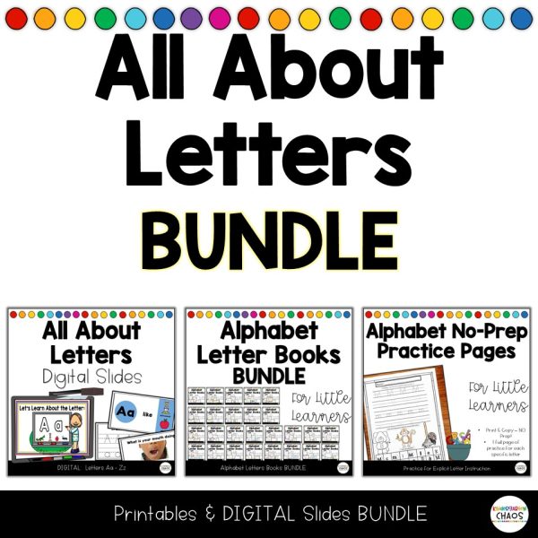 All About Letters Bundle | Alphabet | Printable Worksheets + Digital Slides |SOR
