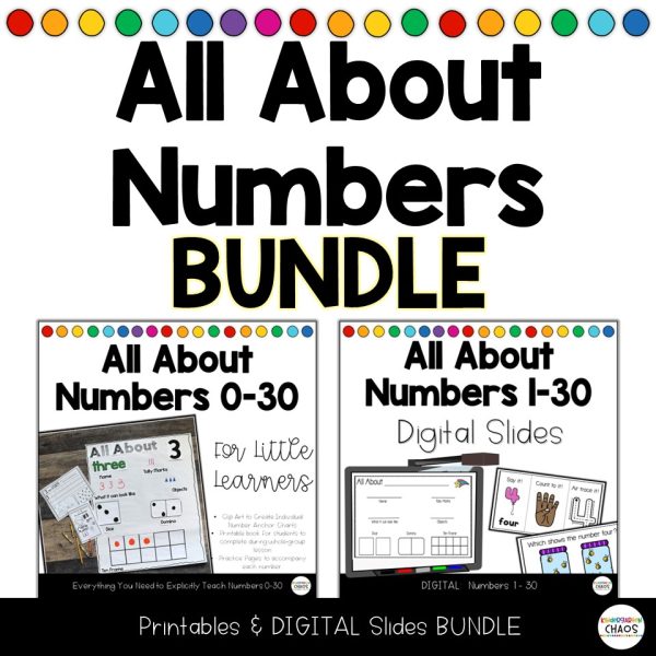 Kindergarten Number Sense Bundle | Numbers 1–30 | Printable & Digital Slides