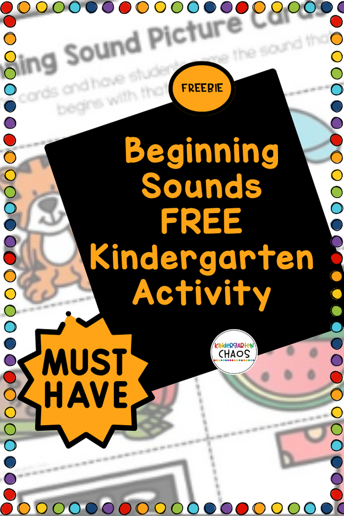 beginning sounds kindergarten freebie