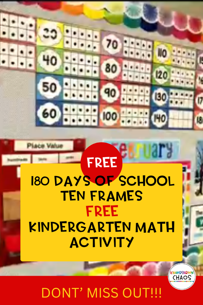 180 Days of School Ten Frames Kindergarten FREEBIE